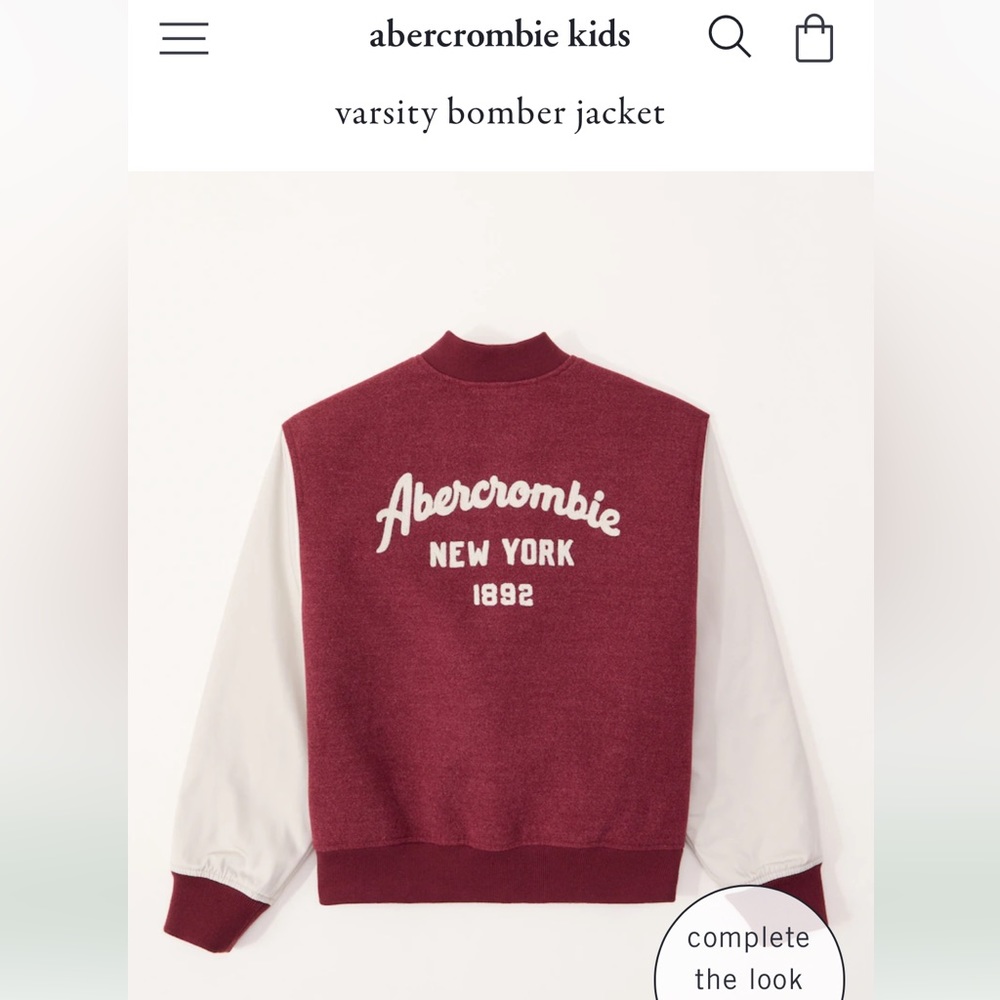 Gently used Varsity Abercrombie Kids varsity Jacket size 13/14
